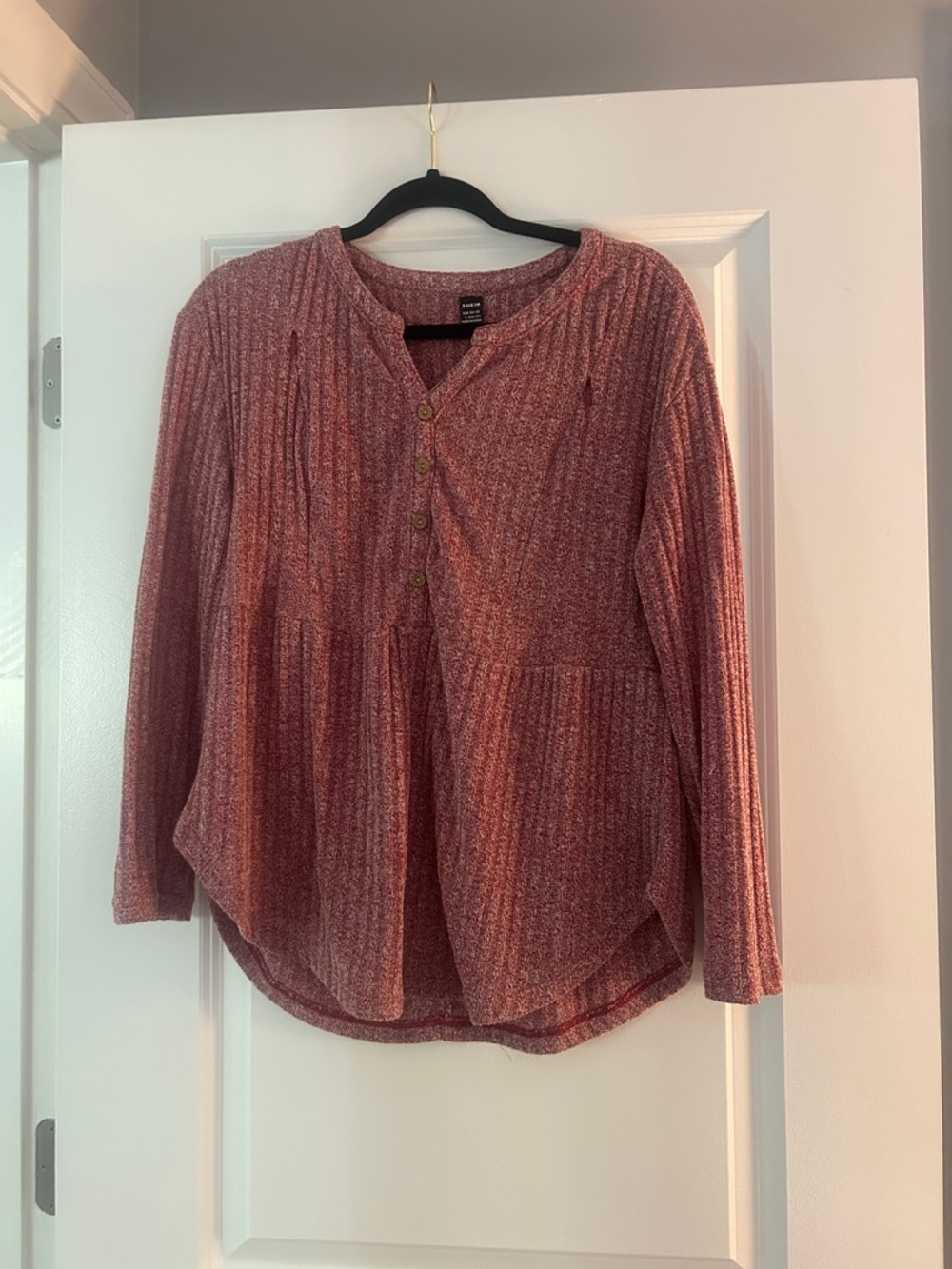 *Nursing* Women's Cozy Henley Knit Top - Rose